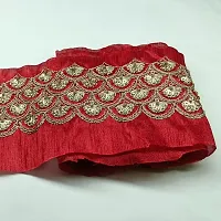 Designerbox Red Colour Lace with Golden Dori and Sequence Threads Embroidery Work Border for Bridal Dress, Gown, Dupatta, Sarees, Wedding Outfits ( Pack of 4.5 Meter) Size : 8.5cm-thumb2