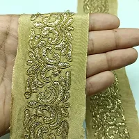 Designerbox Gold Colour Lace with Golden Dori Threads Embroidery Work Border for Bridal Dress, Gown, Dupatta, Sarees, Wedding Outfits ( Pack of 4.5 Meter) Size : 4cm-thumb3