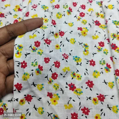 Designerbox Offwhite small floral printed 100%cotton slab for dresses , Kurtis, anarkali,gown,top ( Pack of 2.5 meter)-thumb4