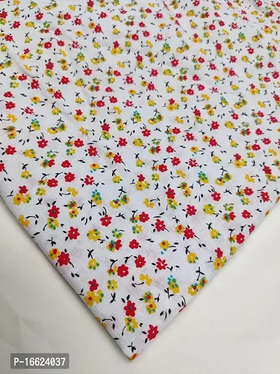 Designerbox Offwhite Floral Printed Cotton slab fabric Used For ,Tops, Blouses, Jackets, Crafting ,your clothes, Pillows, Drapery, Home D?cor, Outdoor ,sewing . (2.5 meter)-thumb4