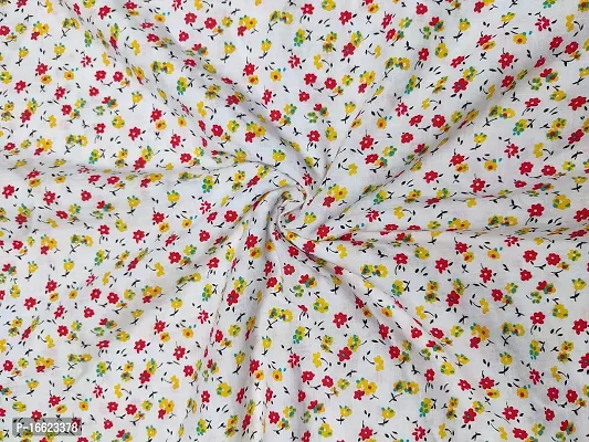 Designerbox Offwhite small floral printed 100%cotton slab for dresses , Kurtis, anarkali,gown,top ( Pack of 2.5 meter)-thumb2
