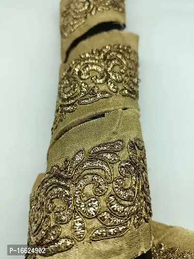 Designerbox Gold Colour Lace with Golden Dori Threads Embroidery Work Border for Bridal Dress, Gown, Dupatta, Sarees, Wedding Outfits ( Pack of 4.5 Meter) Size : 4cm-thumb5