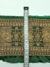 Designerbox Green Colour Lace with Golden kassab Threads Flower Design Embroidery Work Border for Bridal Dress, Gown, Dupatta, Sarees, Wedding Outfits (Pack of 7.5 Meter) Width : 9.5 cm-thumb4