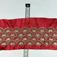 Designerbox Red Colour Lace with Golden Dori and Sequence Threads Embroidery Work Border for Bridal Dress, Gown, Dupatta, Sarees, Wedding Outfits ( Pack of 4.5 Meter) Size : 8.5cm-thumb3