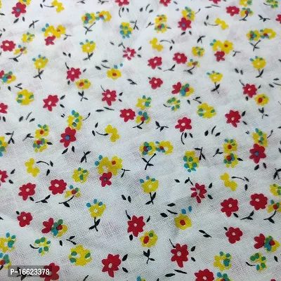 Designerbox Offwhite small floral printed 100%cotton slab for dresses , Kurtis, anarkali,gown,top ( Pack of 2.5 meter)-thumb3