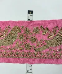 Designerbox Pink Colour Lace with Bird Design Golden Threads Embroidery Work Border for Bridal Dress, Gown, Dupatta, Sarees, Wedding Outfits (Pack of 4.5 Meter) Width : 4.1 Inch-thumb4