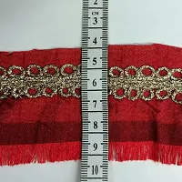 Designerbox Red Lace with Golden Dori Threads Embroidery Work Border for Bridal Dress, Gown, Dupatta, Sarees, Wedding Outfits (Pack of 2.8 Meter) Size : 2 cm-thumb3