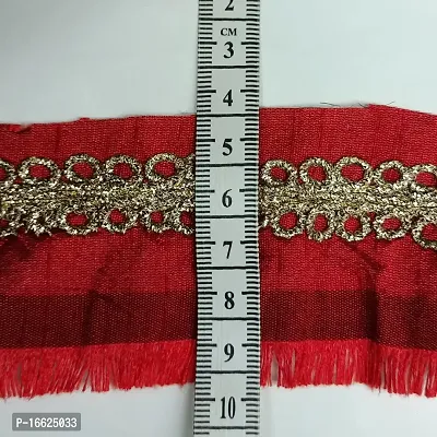 Designerbox Red Lace with Golden Dori Threads Embroidery Work Border for Bridal Dress, Gown, Dupatta, Sarees, Wedding Outfits (Pack of 2.8 Meter) Size : 2 cm-thumb4