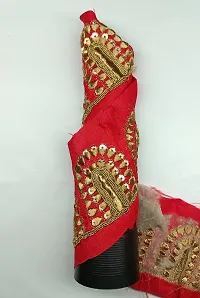 Designerbox Red Colour Lace with Golden Threads with Tikli Embroidery Work Border for uses Bridal Dress, Gown, Dupatta, Sarees, Wedding Outfits (Pack of 4.5 Meter) Size : 7.5cm-thumb1