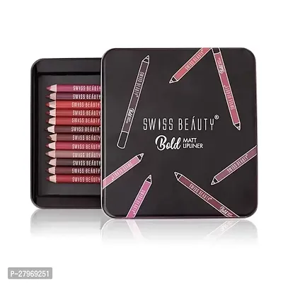 Swiss Beauty Bold Matt Lip Liner | Set of 12 | Long-lasting |Matte Finish | Non-drying, 15gm