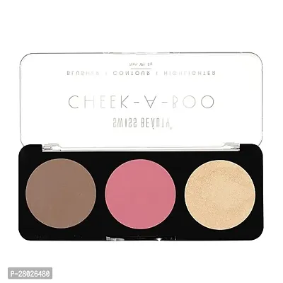 Swiss Beauty Cheek- A- Boo Face Palette With Blusher Contour And Highlighter | Highly Pigmented And Easy To Blend Shades | Shade - 03 8Gm|-thumb0