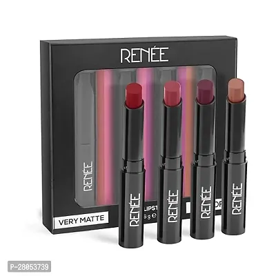 RENNE Very Matte - Pack of 4 Matte Lipsticks | Intense Color Pay Off, Full Coverage Long Lasting Weightless Velvety Formula-thumb0