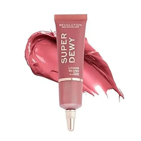 Makeup Revolution- Superdewy Liquid Blusher for Face Makeup, You Got Me Blushing, Dewy  Radiant Finish, Lightweight Blush, Ultra-Pigmented Formula, Buildable Liquid Blush, Muted Rose Blush - 15ml