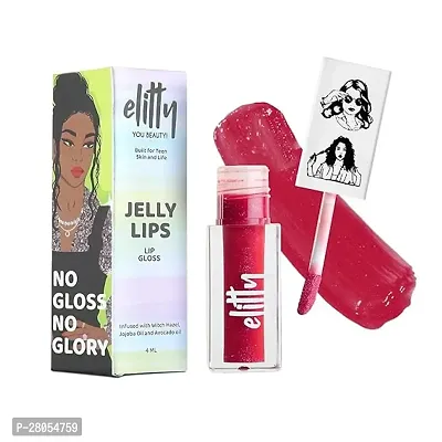 Elitty Jelly Lips- Mauve Lip Gloss for High Shine, Glossy Finish  Hydrating Lips with Jajoba Oil  Vitamin E | Vegan  Cruelty-Free, Pretty Savage (4 ML)-thumb0