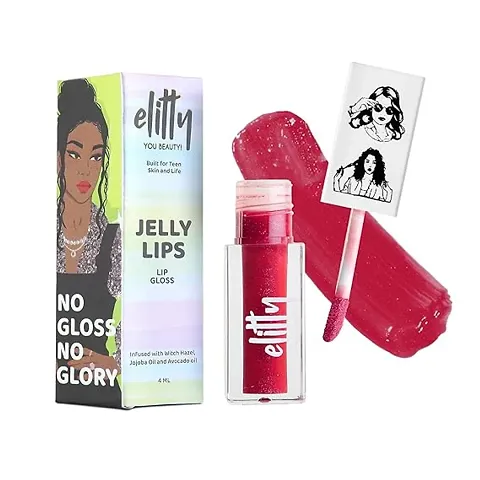 Elitty Jelly Lips- Mauve Lip Gloss for High Shine, Glossy Finish  Hydrating Lips with Jajoba Oil  Vitamin E | Vegan  Cruelty-Free, Pretty Savage (4 ML)