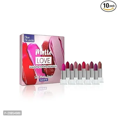 Blue Heaven Matte Love Mini Lipsticks, Pack of 10 | Hydrating  Moisturizing Mini Roll on Lipsticks, 13gm-thumb0