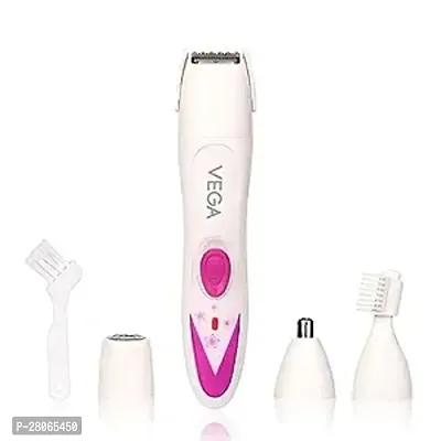 Vega Feather Touch 4-In-1 Trimmer for Women, Suitable for trimming Eyebrows, Nose, Face  Bikini Area (VHBT-03) White