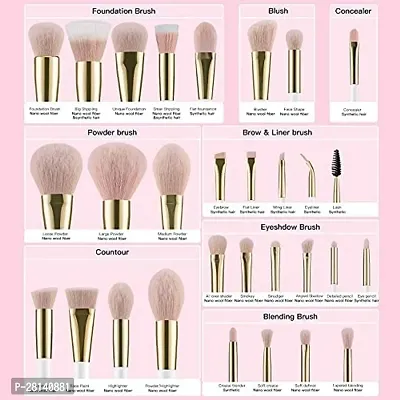 Soft Bristle Makeup Brush Set with Storage Pouch Professional Makeup Brush Set Premium Pink Vegan Synthetic Kabuki Foundation Blending Brush Face Powder Blush Concealers Eye Shadows Make Up Brush Set-thumb0