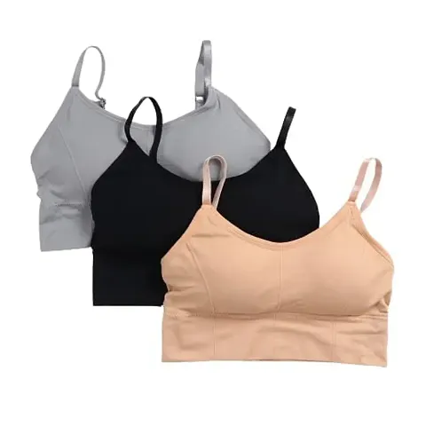 Women Padded Solid Sports Bras Pack of 3