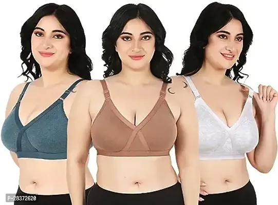 Full Coverage Bra for Heavy Breast, Bra for Women Non Padded, Non Wired, Everyday Bra- Erin Combo of 3-thumb0