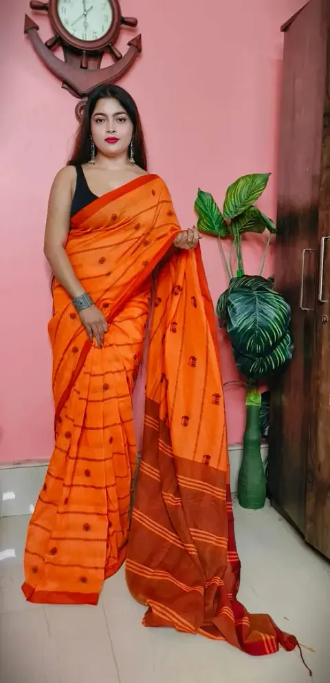 Glamorous Cotton Saree with Blouse piece 