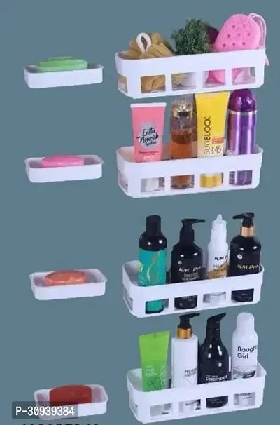 Pack Of 8 New Plastic Bathroom Office Storage Saver Stand Shempu Stand and Soap Dish Holder with Strong Adhesive Sticker