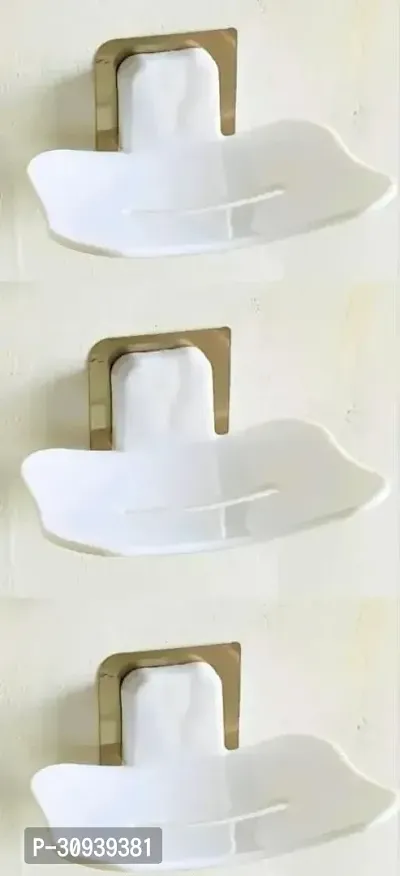 Plastic Waterproof Adhesive Wall Mounted Soap Dish Holder Soap Stand for Kitchen Bathroom Pack of 3