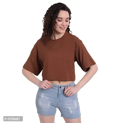 COLOR CAPITAL Oversized Cropped T-Shirt Brown