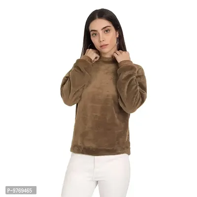 COLOR CAPITAL Coffee Solid Fur Top-thumb0