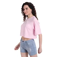 COLOR CAPITAL Oversized Cropped T-Shirt Pink-thumb2