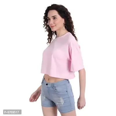 COLOR CAPITAL Oversized Cropped T-Shirt Pink-thumb3