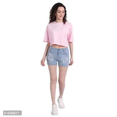 COLOR CAPITAL Oversized Cropped T-Shirt Pink-thumb2