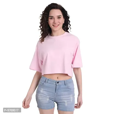 COLOR CAPITAL Oversized Cropped T-Shirt Pink-thumb0