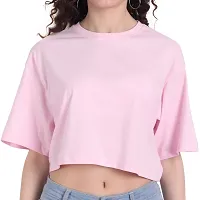 COLOR CAPITAL Oversized Cropped T-Shirt Pink-thumb4