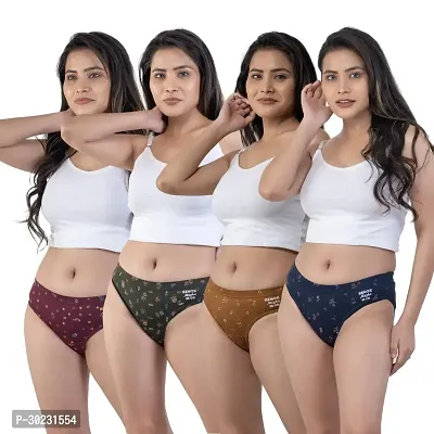 Elegant Cotton Printed Panty For Women-Pack Of 4