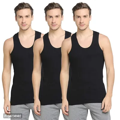 Elegant Cotton Solid Vests For Men- Pack Of 3-thumb0