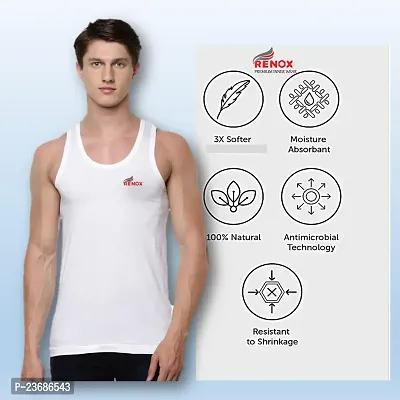 Renox White Vest 100% Cotton (Pack of 5)-thumb3