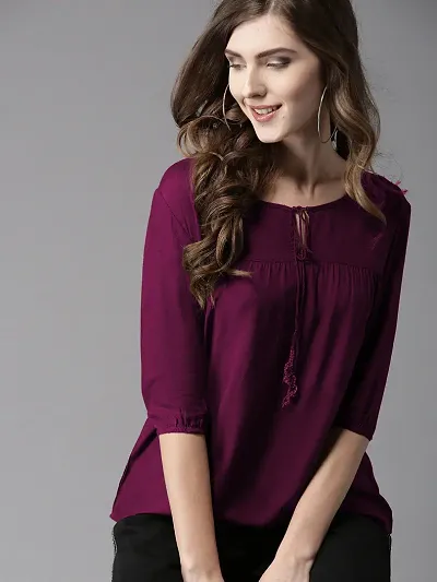 Solid 3/4th Sleeves Tunic Top