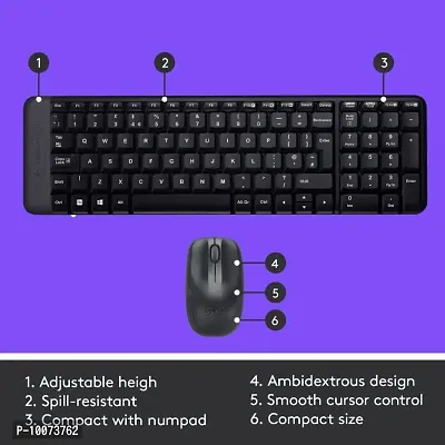 Logitech MK220 Compact Wireless Keyboard and Mouse Set for Windows, 2.4 GHz Wireless with Unifying USB-Receiver, 24 Month Battery, Compatible with PC, Laptop - Black (Open Box)-thumb2