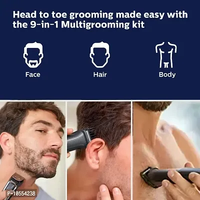 Philips MG3747/15, 9-in-1 , Face, Hair and Body - Multi Grooming Kit. Self Sharpening Stainless Steel Blades, 70 Mins Run Time (Black) (OPEN BOX)-thumb5