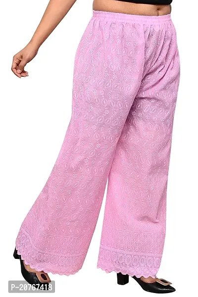 Womens Bottomwear Chicken Embroidery Pink Palazzo-thumb3