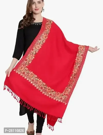 Elite Red Wool Printed Shawl For Women