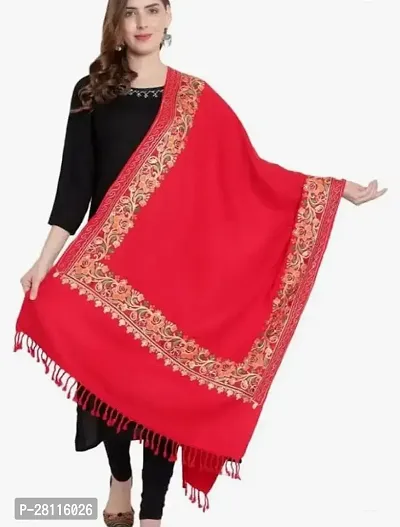 Elite Red Wool Printed Shawl For Women-thumb0