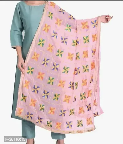 Elite Pink Chiffon Printed Dupatta For Women