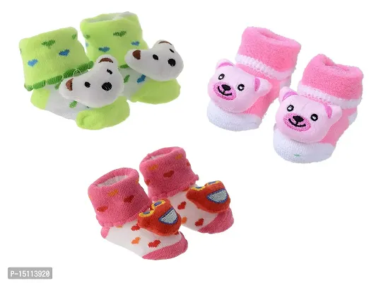 Soku Shopee Cute Cartoon Face 3D Fancy Kids Booties Socks Slippers (0-6 Months) for Baby boy and Girl/Children