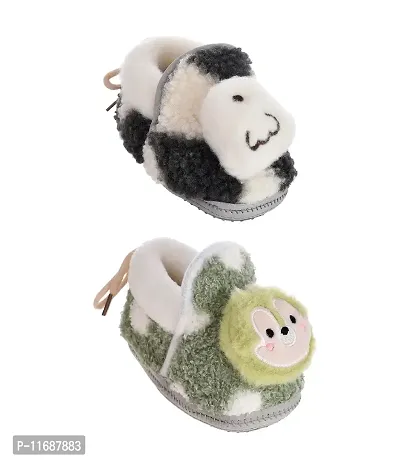 Soku Shopee kids baby boy girl monkey woolen winter warm booties/socks/shoes/prewalkers/newborn (0-12 months) (Set of 2 pairs)-thumb0