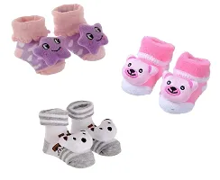 Soku Shopee Cute Cartoon Face 3D Fancy Kids Booties Socks Slippers (0-6 Months) for Baby boy and Girl/Children-thumb2