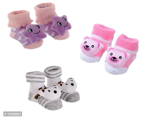 Soku Shopee Cute Cartoon Face 3D Fancy Kids Booties Socks Slippers (0-6 Months) for Baby boy and Girl/Children-thumb3