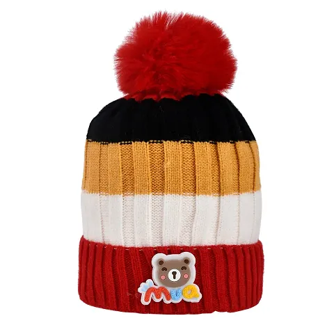 Soku Shopee Kids Baby boy Girl Unisex Warm Winter Woolen Multicoloured Lining Beanie Cap/hat for Children (2-6 Years)