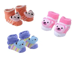 Soku Shopee Cute Cartoon Face 3D Fancy Kids Booties Socks Slippers (0-6 Months) for Baby boy and Girl/Children-thumb1